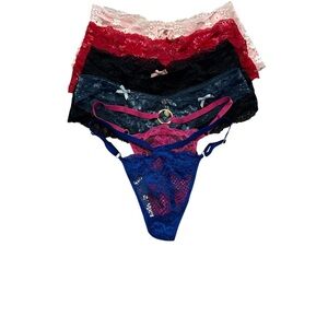VS Dream Angel Lace  Cheeky Panties & V-String Thongs Bundle NWOT